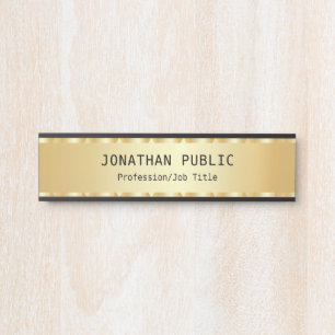 Personalized Elegant Faux Gold Glamour Template Door Sign