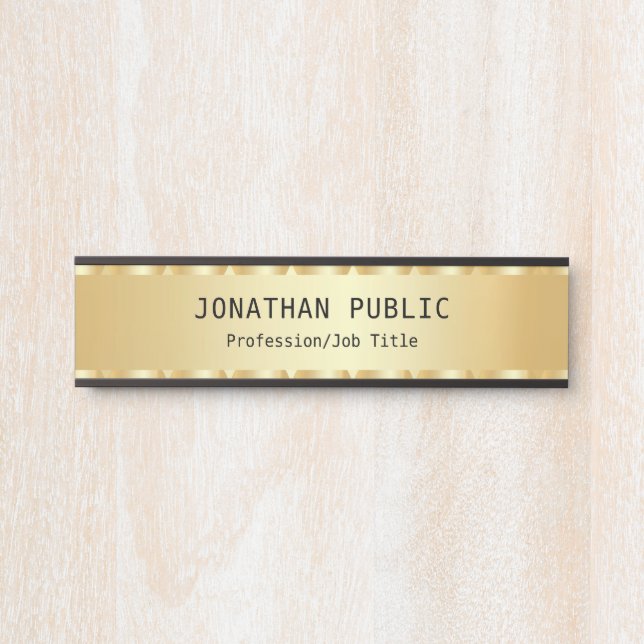 Personalized Elegant Faux Gold Glamour Template Door Sign (Front)