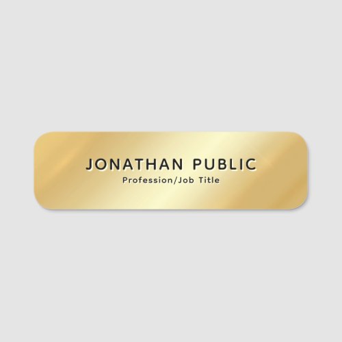Personalized Elegant Faux Gold Metallic Look Best Name Tag