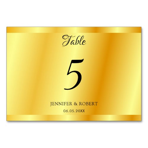 Personalized Elegant Faux Gold Script Template Table Number