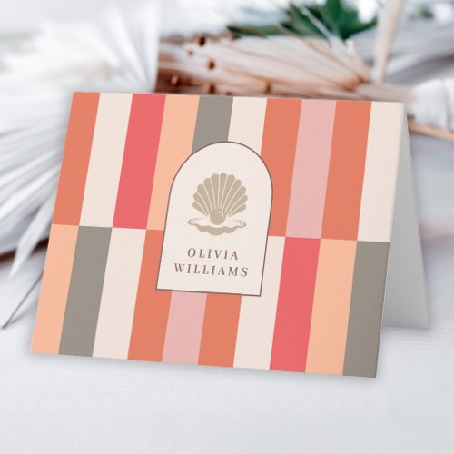 Personalized Elegant Feminine Stripes Pattern Thank You Card