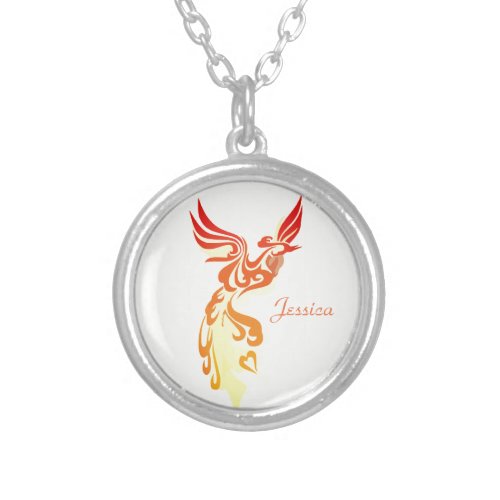 Personalized Elegant Fiery Phoenix Silver Plated Necklace