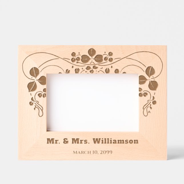Personalized Elegant Floral Anniversary Wedding Engraved Frames (Front)