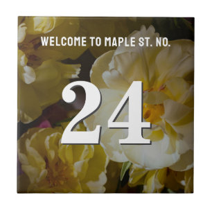 Personalized elegant floral Apartment Number Ceramic Tile