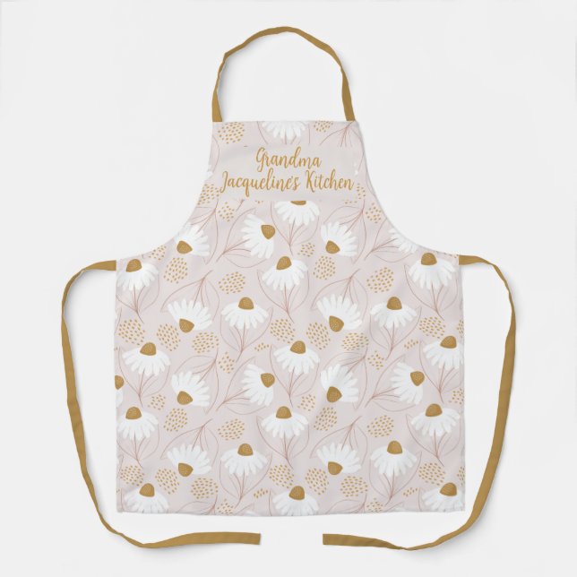 Personalized Elegant Floral Apron for Grandma (Front)