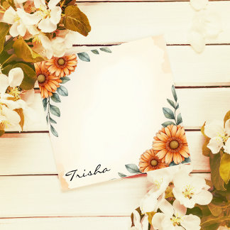 Personalized Elegant Floral Autumn Notepad 