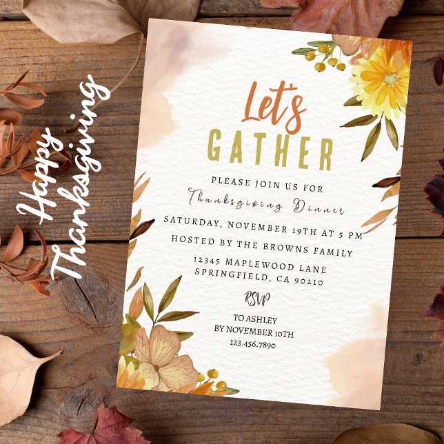 Personalized Elegant Floral Botanical Thanksgiving Invitation (Creator Uploaded)