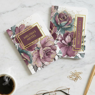 Personalized Elegant Floral Gold Foil Notebook Set