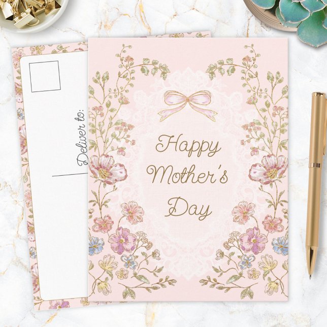 Personalized Elegant Floral Happy Mother’s Day Postcard (In situ)