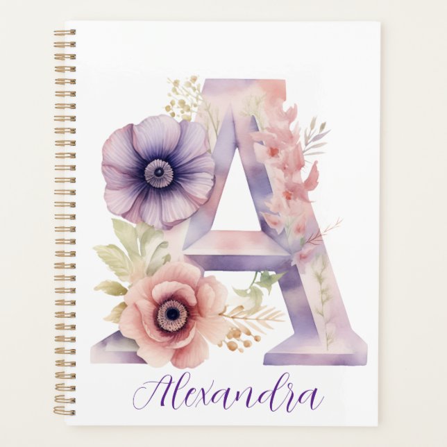 Personalized Elegant Floral Monogram Notebook (Front)