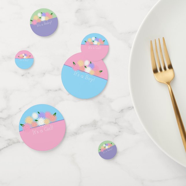 Personalized Elegant Floral New Baby Gender Reveal Confetti (Group)