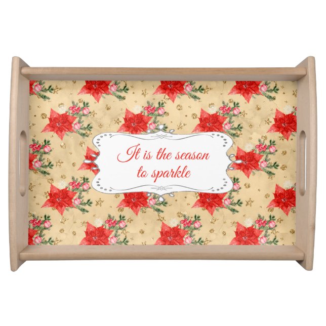 Personalized Elegant Floral Pattern Serving Tray (Front)