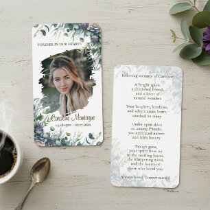 Personalized Elegant Floral Photo Memorial Card