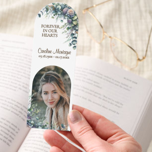 Personalized Elegant Floral Photo Memorial Card Bookmarks