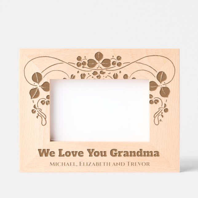 Personalized Elegant Floral We Love You Grandma Engraved Frames (Front)
