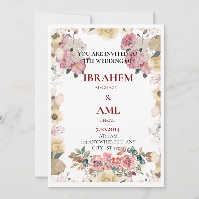 Personalized Elegant Floral Wedding Invitation (Front)