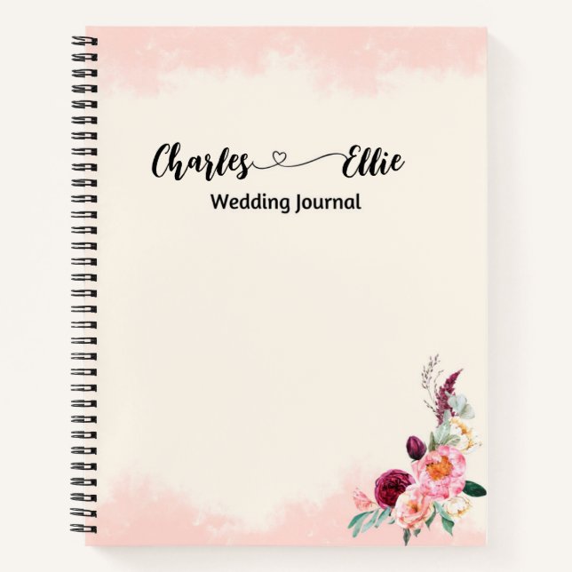 Personalized Elegant Floral wedding journal (Front)