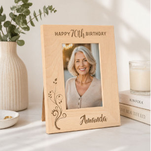 Personalized Elegant Foliage 80th Birthday Engraved Frames