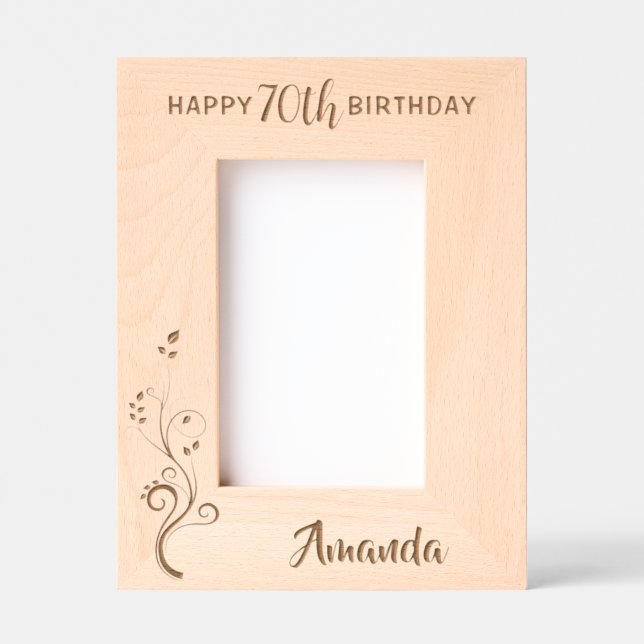 Personalized Elegant Foliage 80th Birthday Engraved Frames (Front)