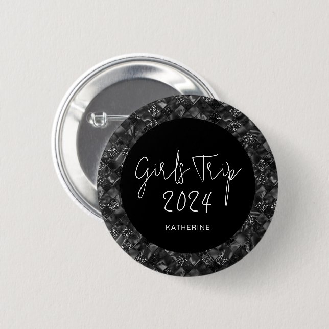 Personalized Elegant Girls Trip Faux Glitter Foil Button (Front & Back)