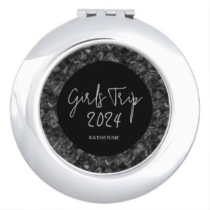 Personalized Elegant Girls Trip Faux Glitter Foil Compact Mirror