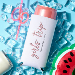 Personalized Elegant Girls Trip Girls Weekend Seltzer Can Cooler