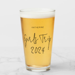 Personalized Elegant Girls Trip Script Typography Glass