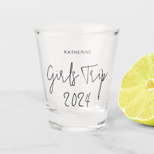 Personalized Elegant Girls Trip Script Typography Shot Glass