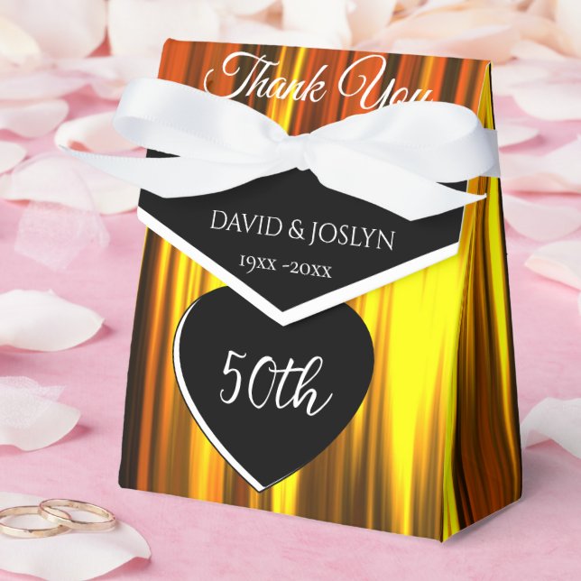 Personalized Elegant Gold 50th Wedding Anniversary Favor Boxes (Wedding)