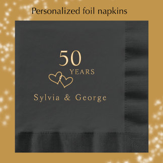 Personalized Elegant Gold 50th Wedding Anniversary Foil Napkins