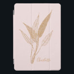 Personalized Elegant Gold Botanical Line Art Pink iPad Pro Cover<br><div class="desc">This delicate botanical design features intricately drawn gold leaves against a soft blush pink background, creating a sophisticated and timeless aesthetic. Inspired by nature’s elegance and minimalist line art, this design is perfect for those who appreciate refined simplicity with a touch of luxury. The subtle yet eye-catching gold color adds...</div>