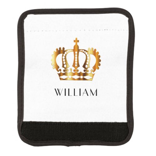Personalized Elegant Gold Crown White Luggage Handle Wrap