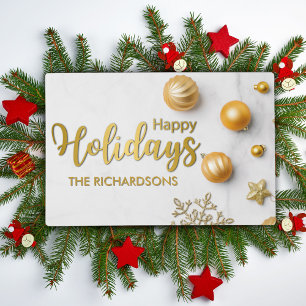 Personalized elegant gold family name Christmas Placemat