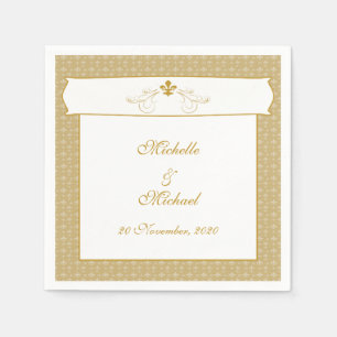 Personalized Elegant Gold Fancy Fleur de Lis Napkins