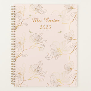 Personalized Elegant Gold Floral Weekly/Monthly Planner
