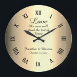 Personalized Elegant Gold Foil Wedding Keepsake Large Clock<br><div class="desc">Faux foil Test of Time love saying personalized bride groom name wedding or anniversary keepsake wall clock. Personalize this for a special wedding, anniversary or engagement gift.</div>