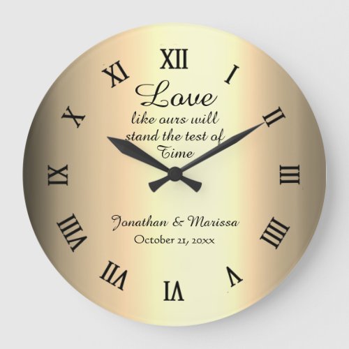 Personalized Elegant Gold Foil Wedding Keepsake Large Clock