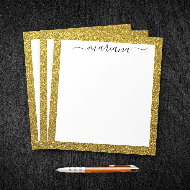 Personalized Elegant Gold Glitter, Modern Minimal Notepad (Creator Uploaded)