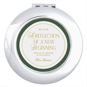 Personalized Elegant Gold Green Quinceanera  Compact Mirror