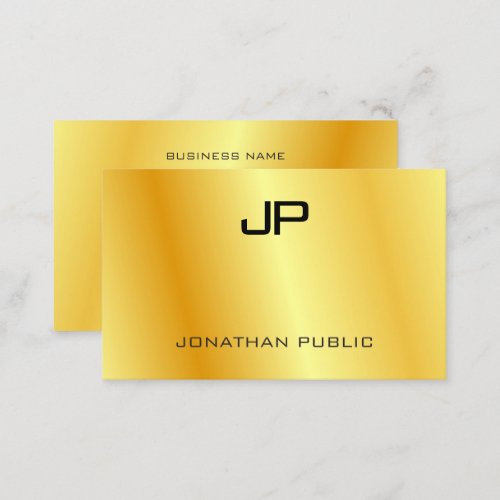 Personalized Elegant Gold Look Modern Monogram Bus Business Card