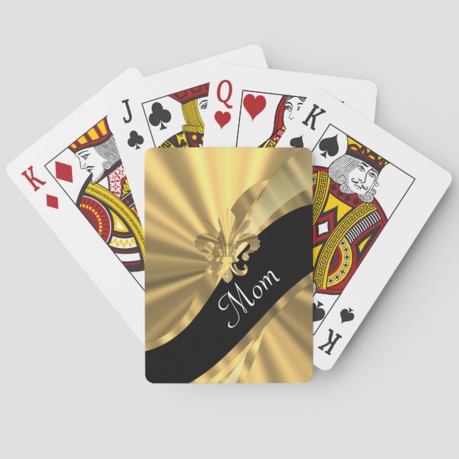 Personalized elegant gold mom poker cards (Back)