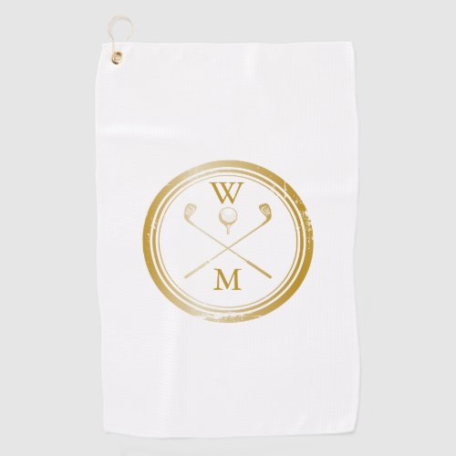 Personalized Elegant Gold Monogram Initials Golf Towel