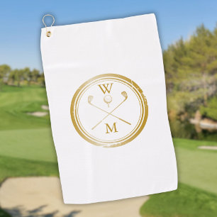 Personalized Elegant Gold Monogram Initials Golf Towel