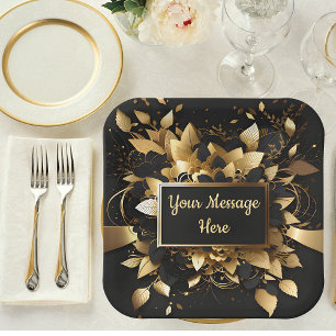 Personalized Elegant Gold Paper Plates