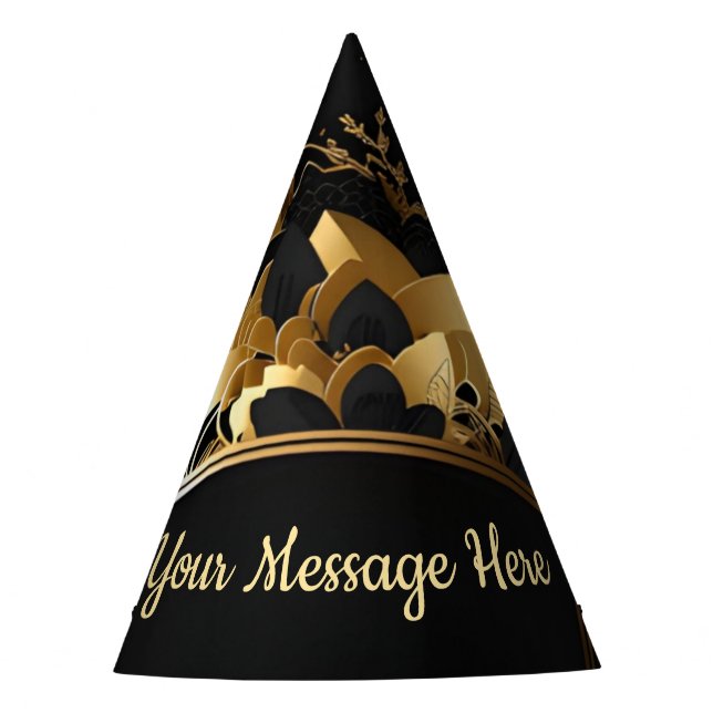 Personalized Elegant Gold Party Hat (Front)