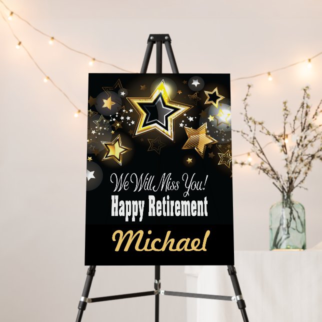 Personalized Elegant Gold Retirement Foam Board (In Situ (Stand))