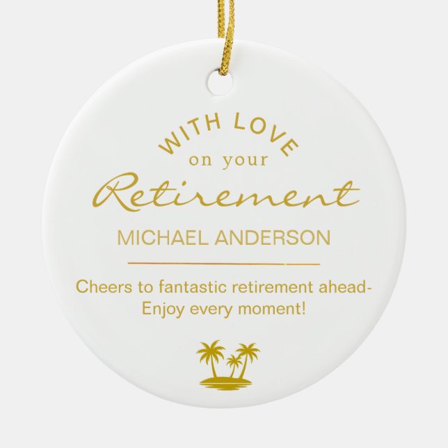  Personalized Elegant Gold Retirement Keepsake Ceramic Ornament (Front)