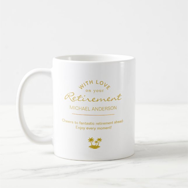  Personalized Elegant Gold Retirement Keepsake Coffee Mug (Left)