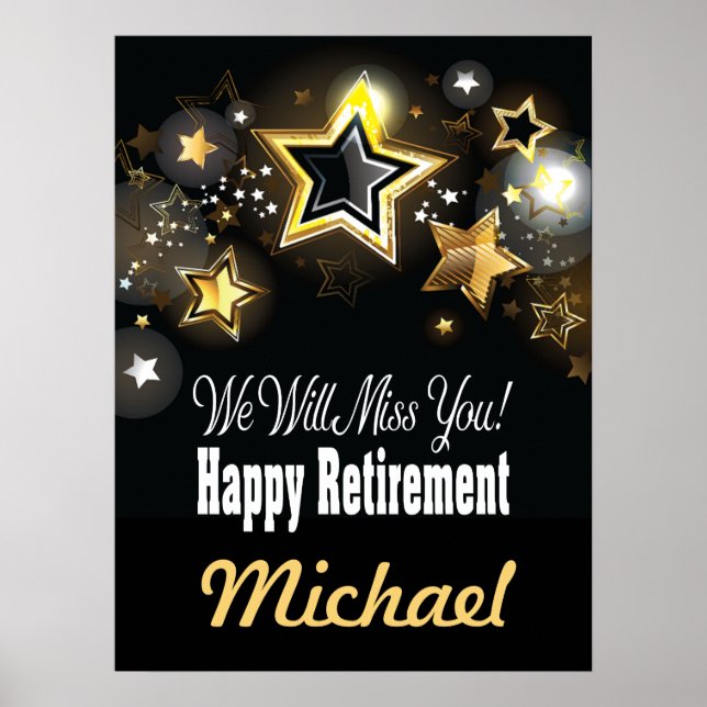 Personalized Elegant Gold Retirement Poster (Front)