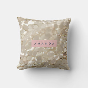 Personalized Elegant Gold Sequin Glam Throw Pillow